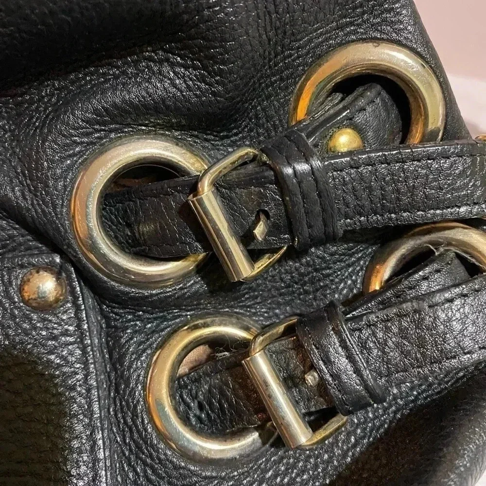 Jimmy Choo black leather hobo handbag